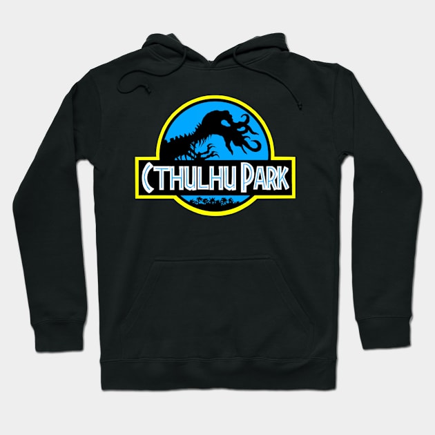 Cthulhu Park - Retro 90s Movie Parody (Blue Variant) Hoodie by Occult Designs